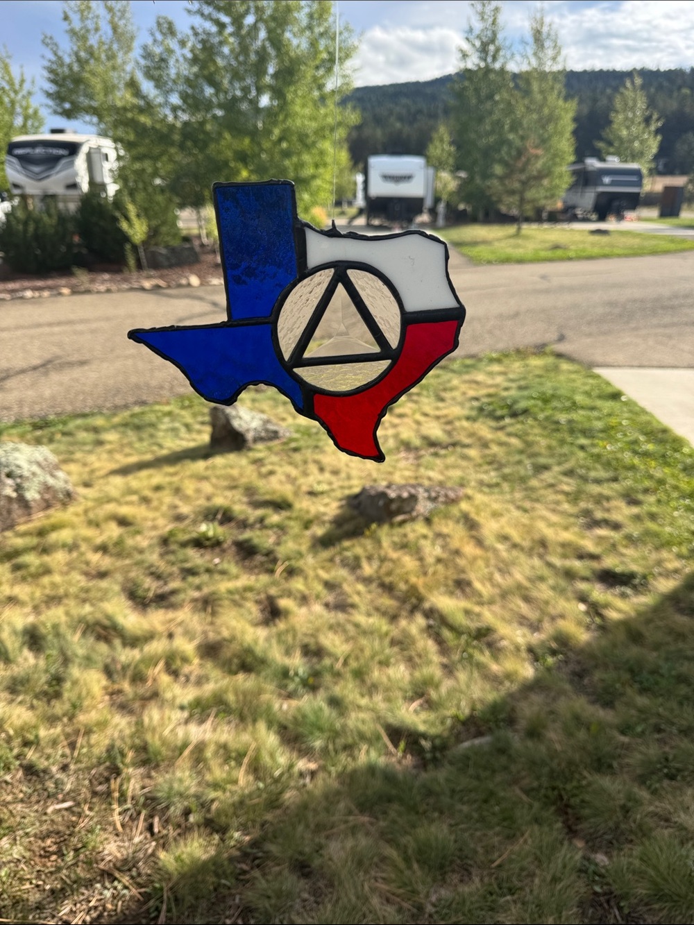 Texas Flag Stained Glass Suncatcher - Red White Blue